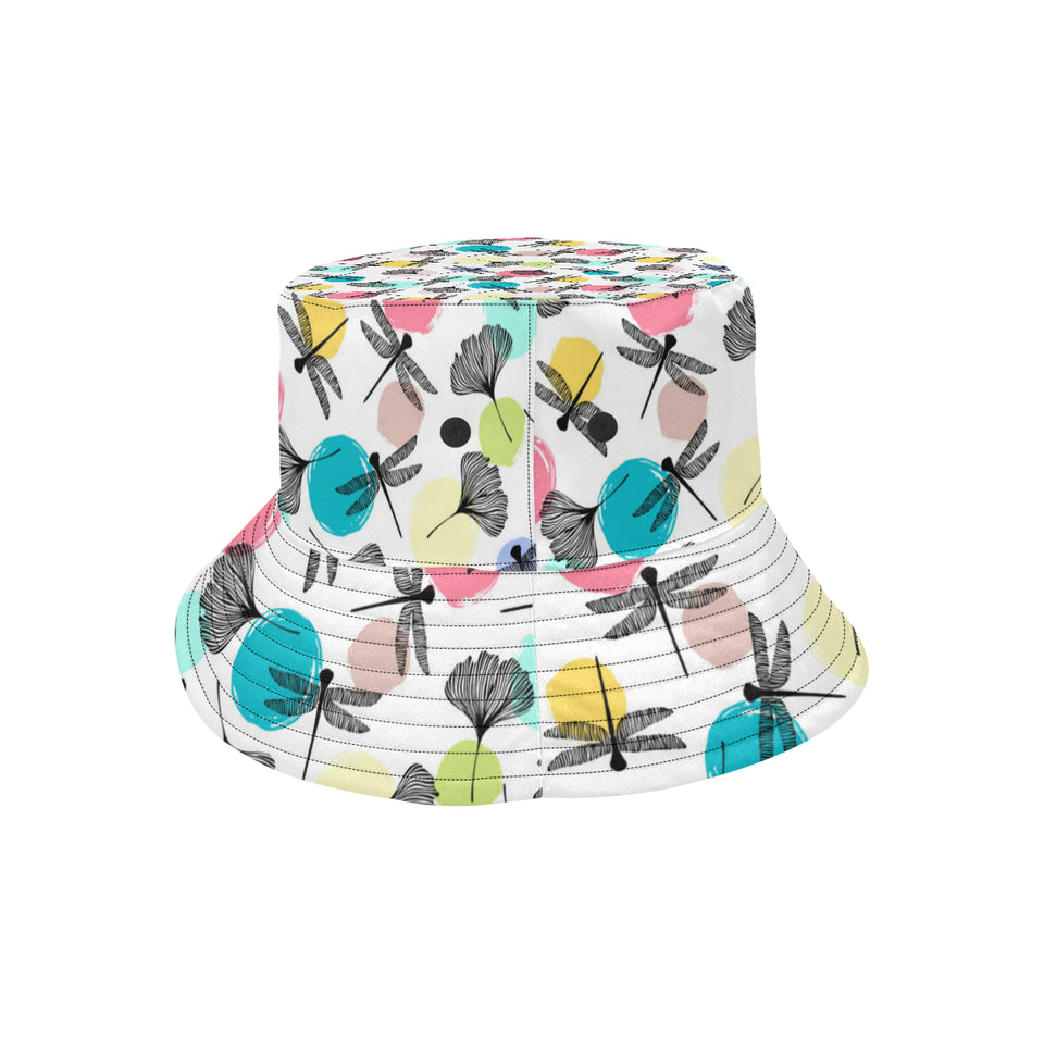 Dragonflies ginkgo leaves pattern Unisex Bucket Hat