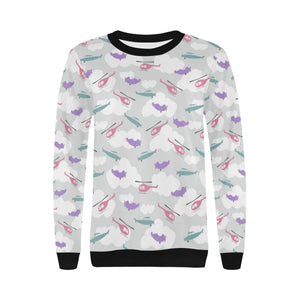 Helicopter plane pattern Women's Crew Neck Sweatshirt