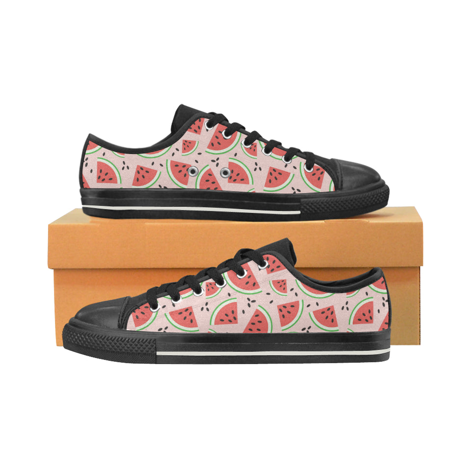 Watermelon pattern Women's Low Top Canvas Shoes Black