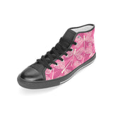 Beautiful dragonfly pink background Women's High Top Canvas Shoes Black