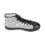 Cute rainbow clound star pattern Women's High Top Canvas Shoes Black