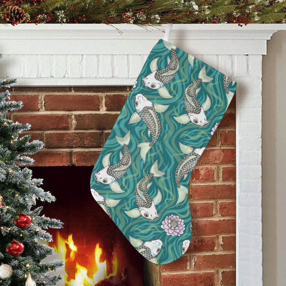 Koi Fish Carp Fish lotus pattern Christmas Stocking