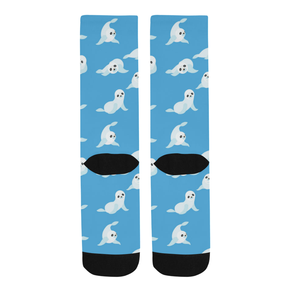 Cute sea lion seal pattern background Crew Socks