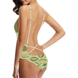 Durian leaves pattern background Women's One-Piece Swimsuit