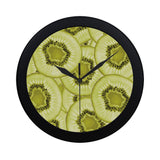 Sliced kiwi pattern Elegant Black Wall Clock