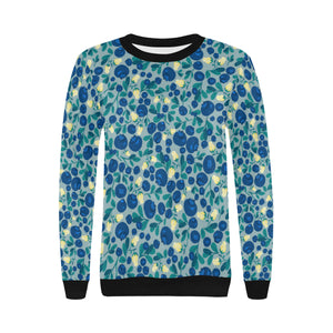 blueberry design pattern Women's Crew Neck Sweatshirt