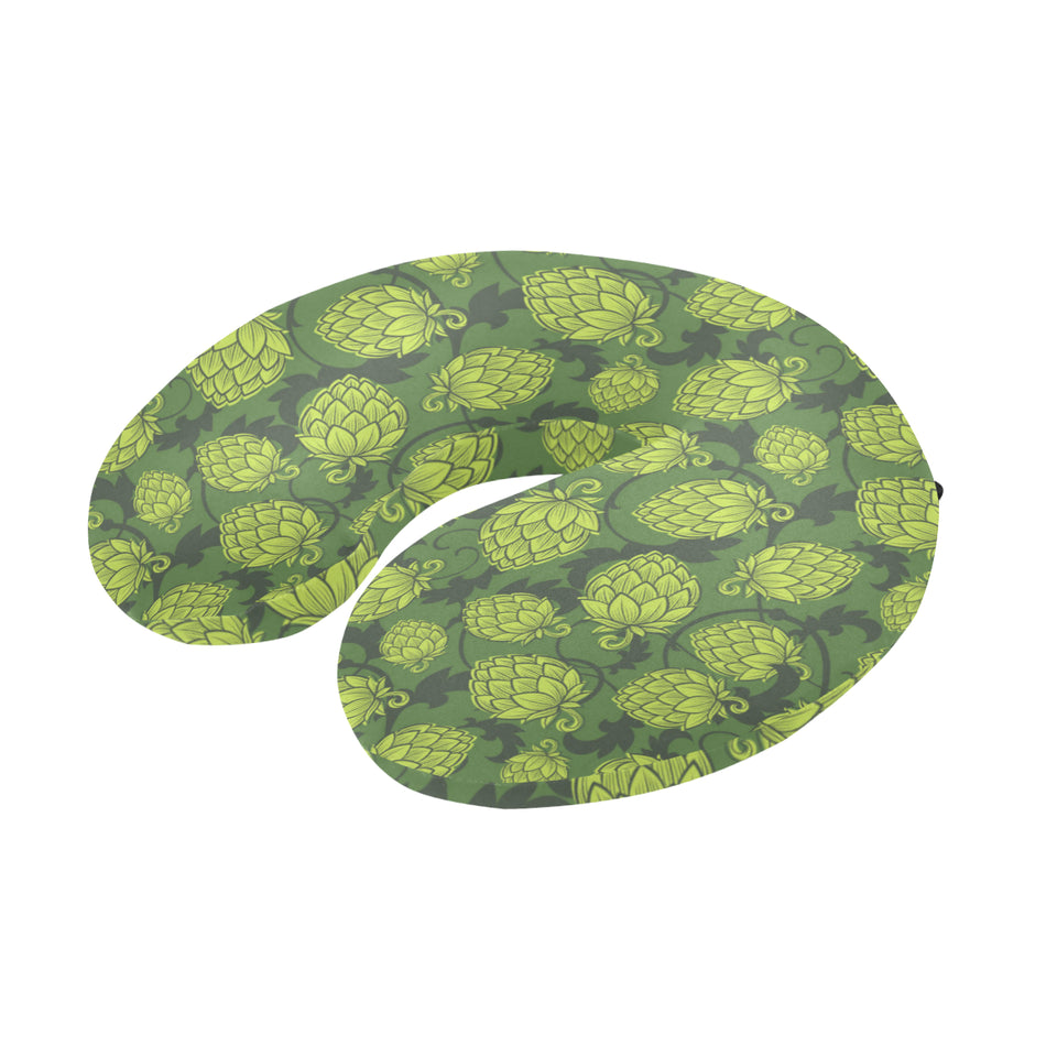 Hop pattern Hop cone background U-Shaped Travel Neck Pillow