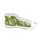 Banana Palm Leaves pattern Men's High Top Canvas Shoes White