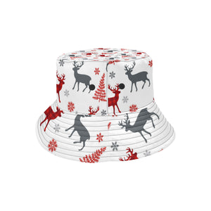 Deer tree snowflakes chrismas pattern Unisex Bucket Hat