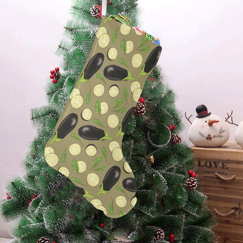 Eggplant Pattern Print Design 02 Christmas Stocking