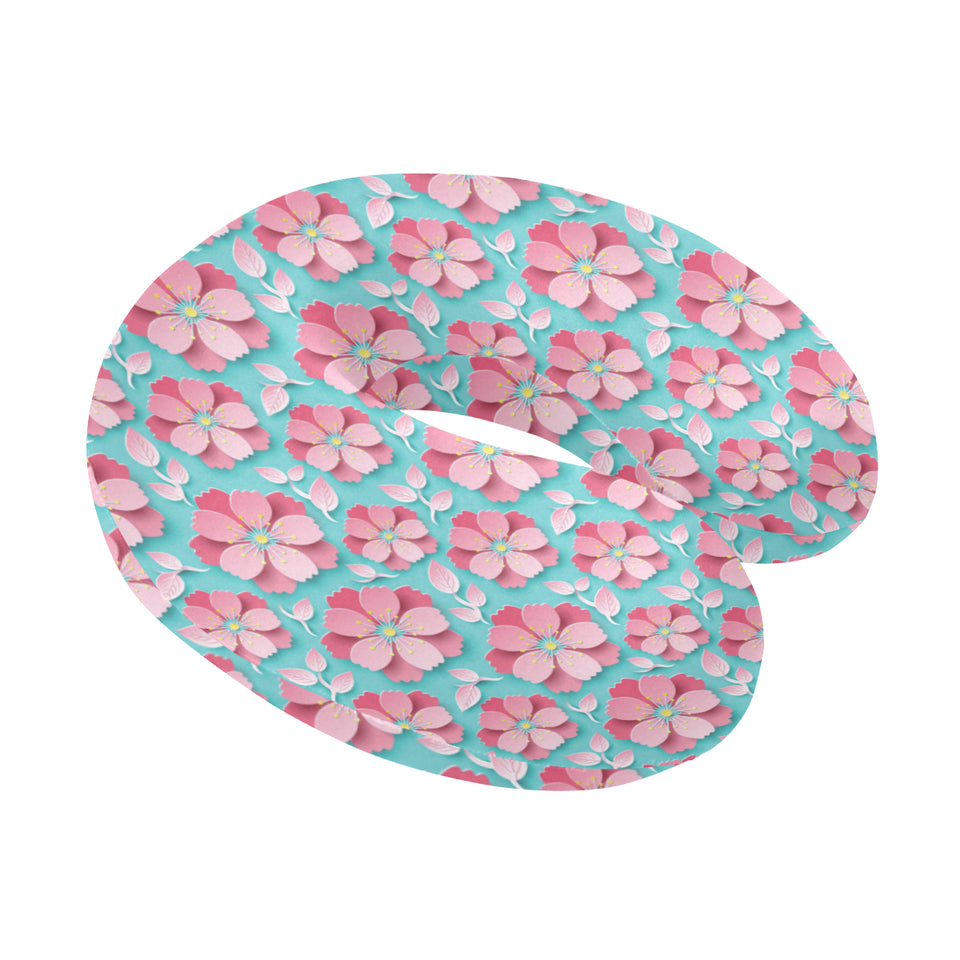 3D sakura cherry blossom pattern U-Shaped Travel Neck Pillow