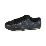 Beautiful peacock feather pattern Men's Low Top Canvas Shoes Black