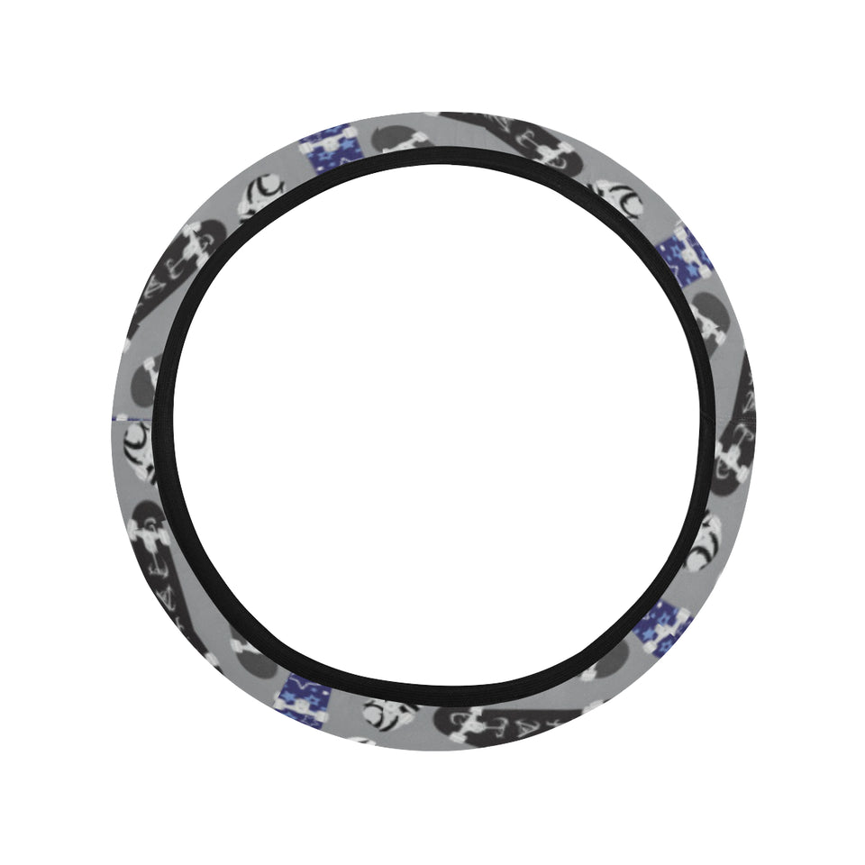 Skate Board Pattern Print Design 03 Car Steering Wheel Cover