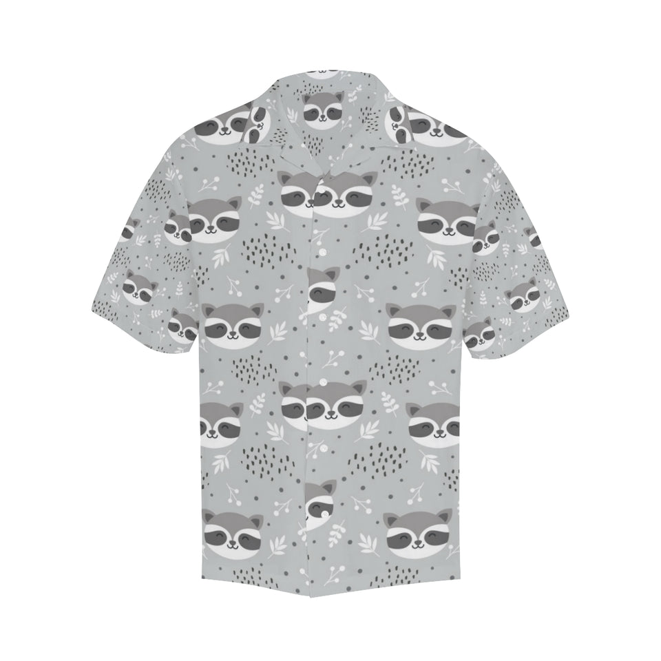 Cute raccoons leaves dot Men's All Over Print Hawaiian Shirt