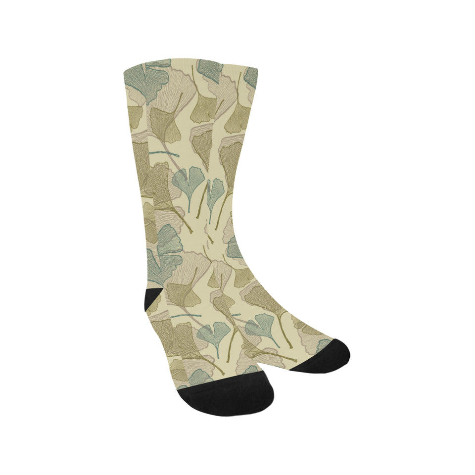 Ginkgo leaves design pattern Crew Socks