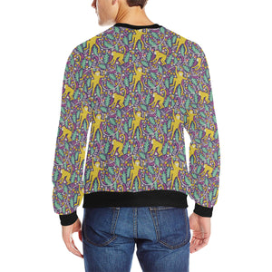 Cute yellow monkey leaves pattern Men's Crew Neck Sweatshirt