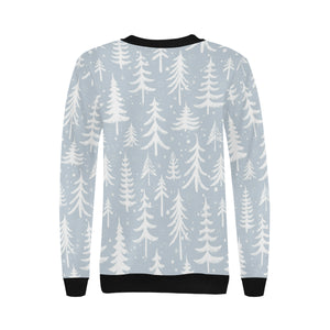 Christmas tree winter forest pattern Women's Crew Neck Sweatshirt