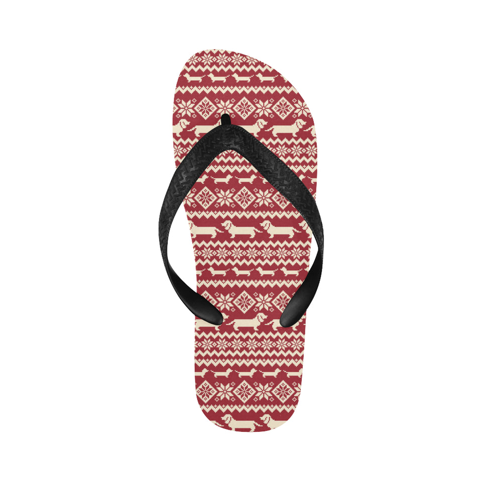 Dachshund Nordic pattern Unisex Flip Flops