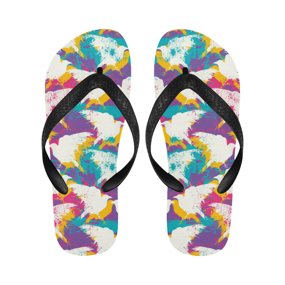 Colorful crow illustration pattern Unisex Flip Flops