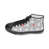 Cute polar bear christmas snow pattern Women's High Top Canvas Shoes Black
