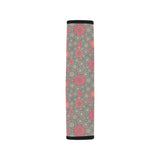 Red gold Sakura cherry blossom gray background Car Seat Belt Cover