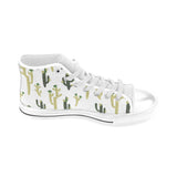 Cute cactus pattern Men's High Top Canvas Shoes White