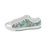 Monkey Palm tree background Men's Low Top Canvas Shoes White