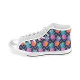 Pineapples pattern zigzag background Men's High Top Canvas Canvas Shoes White