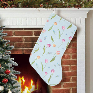 Watercolor Tulips pattern Christmas Stocking