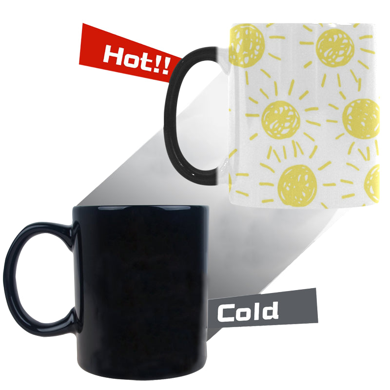 hand drawn sun pattern Morphing Mug Heat Changing Mug