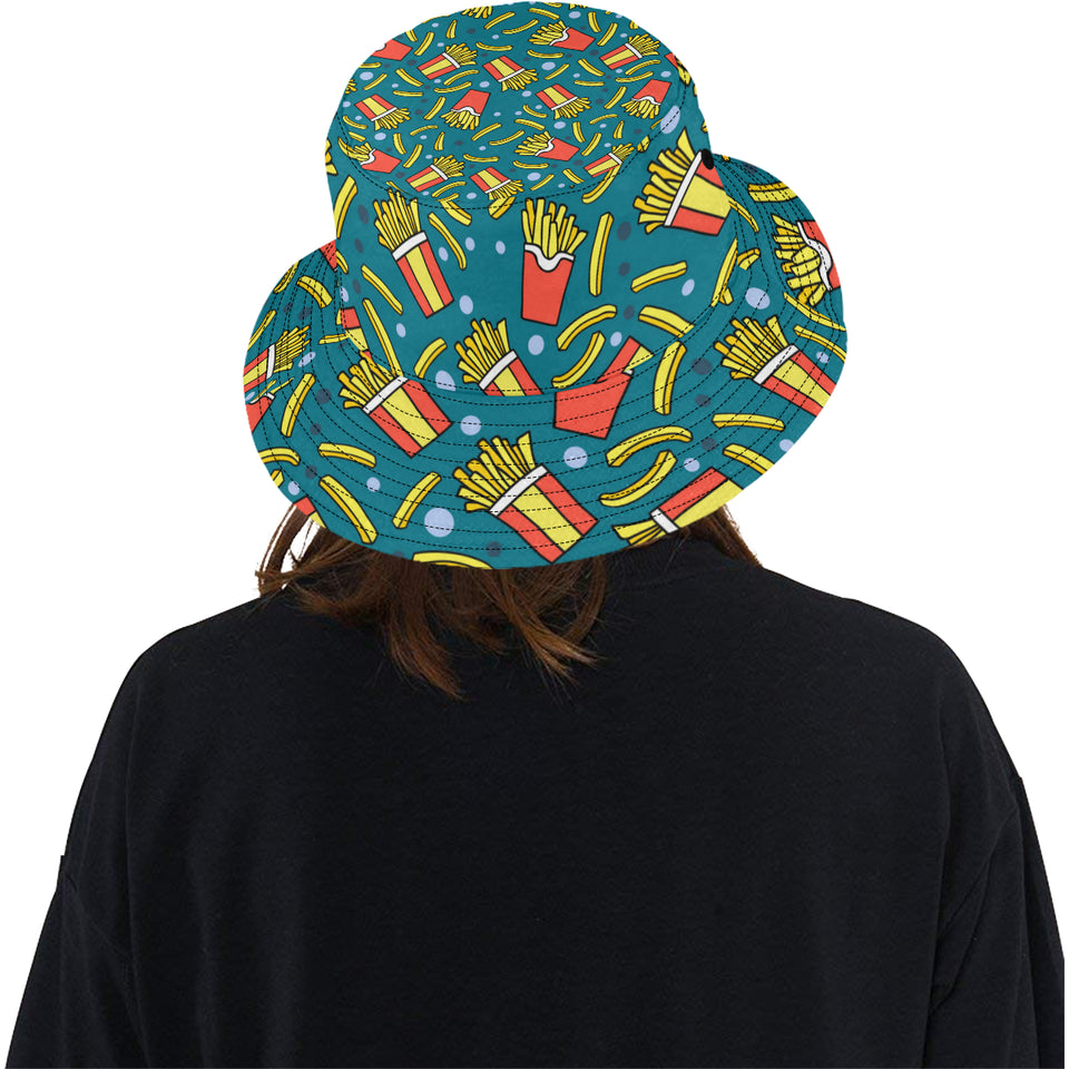 French fries red paper box pattern Unisex Bucket Hat