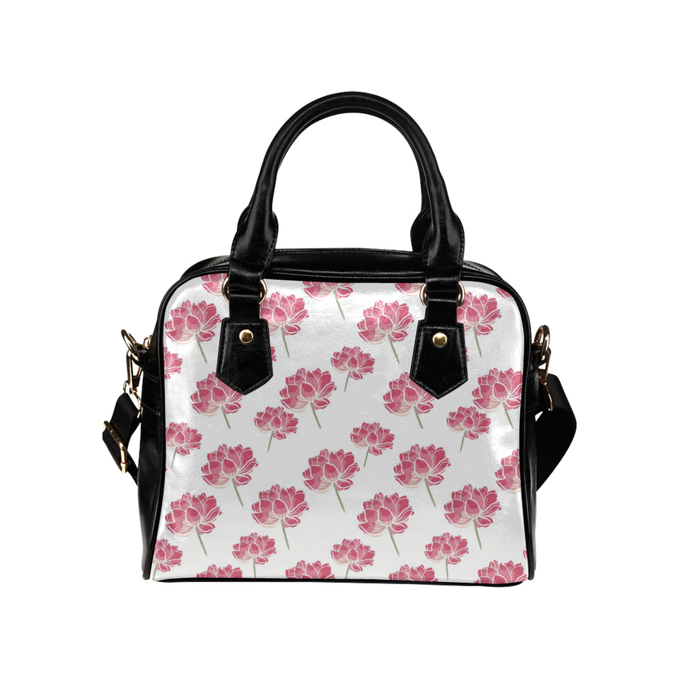 Pink lotus waterlily pattern Shoulder Handbag