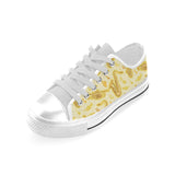 Saxophone cornet pattern yellow background Men's Low Top Shoes White