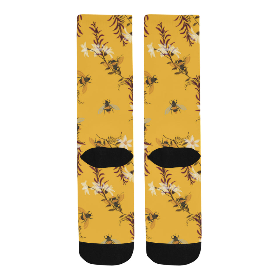 Bee flower pattern Crew Socks