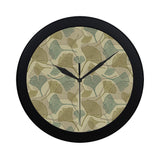 Ginkgo leaves design pattern Elegant Black Wall Clock