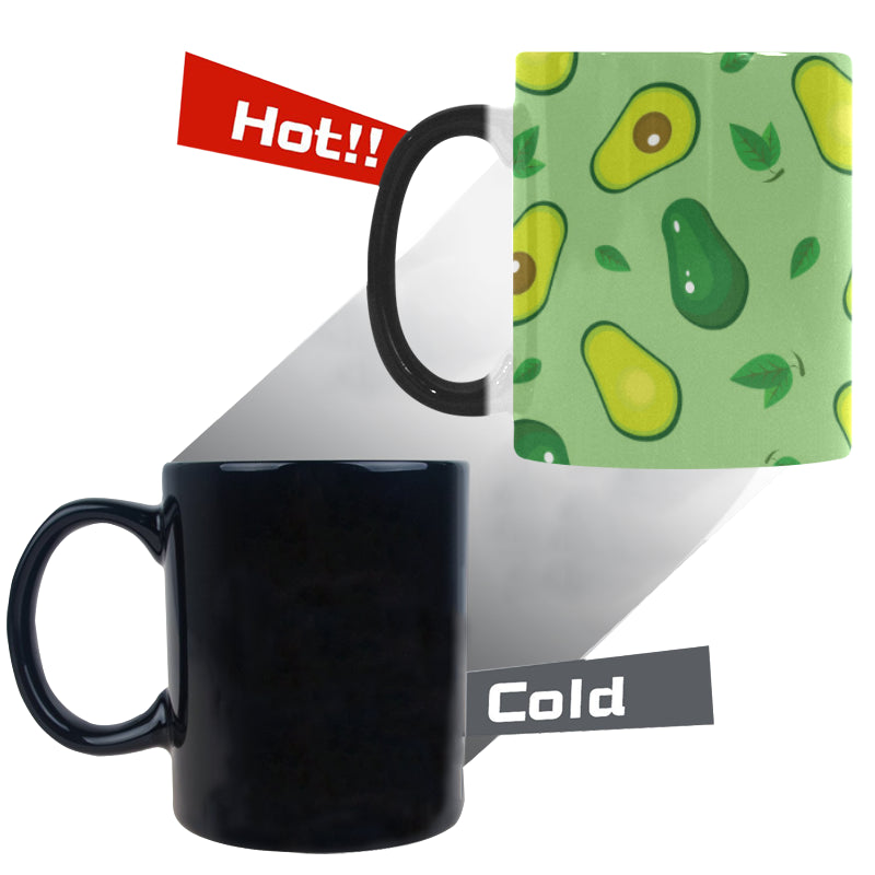 Avocado pattern green background Morphing Mug Heat Changing Mug