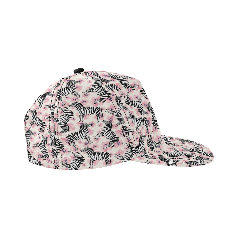 Zebra pink flower background All Over Print Snapback Cap