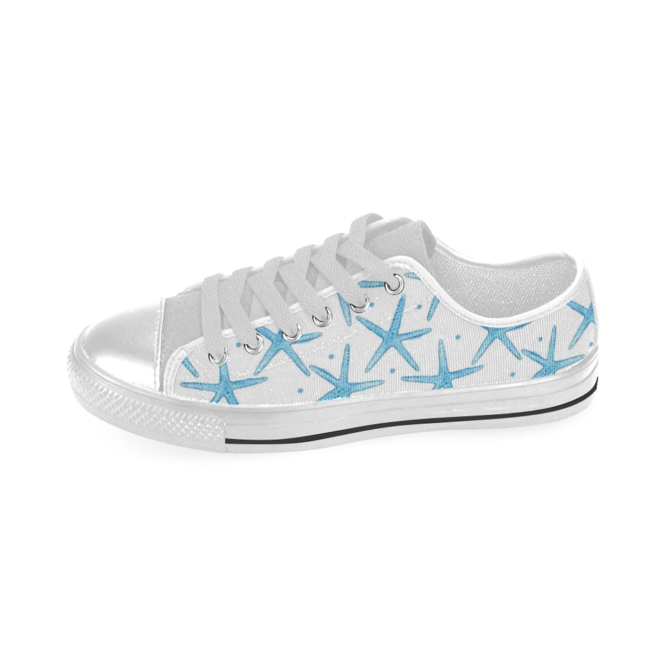 Watercolor starfish pattern Men's Low Top Shoes White
