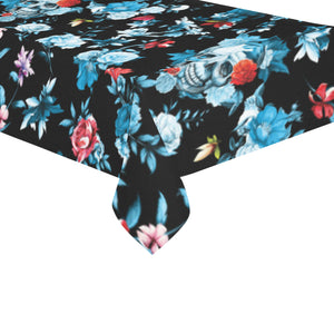 Skull flower roses leave pattern Tablecloth