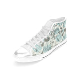 Dragonfly Butterfly Plants insect flower vintage s Women's High Top Canvas Shoes White