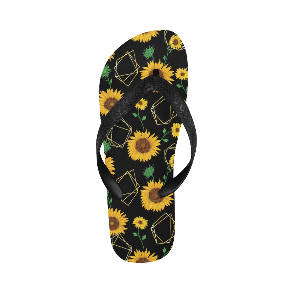 sunflower golden polygonal shapes Unisex Flip Flops