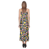 Beer type pattern V-Neck Open Fork Long Dress