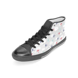Airplane cloud grey background Women's High Top Canvas Canvas Shoes Black