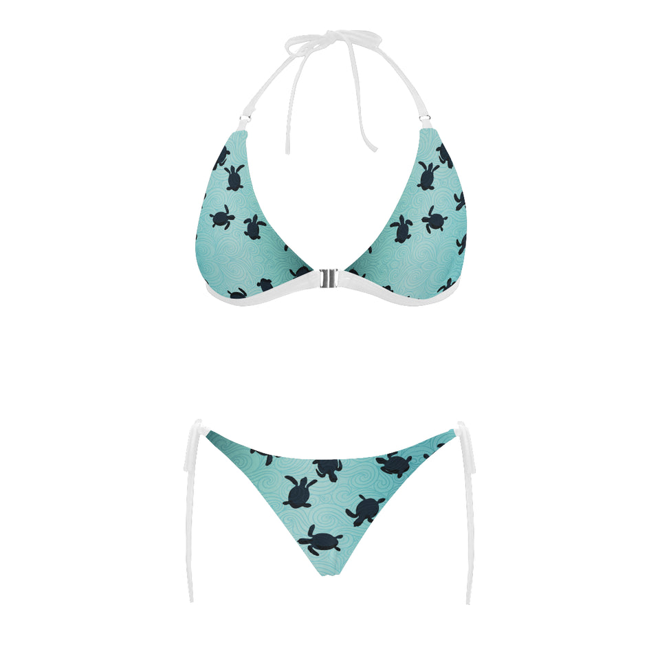 Sea turtle with blue ocean backgroud Sexy Bikinis Two-Piece Swimsuits