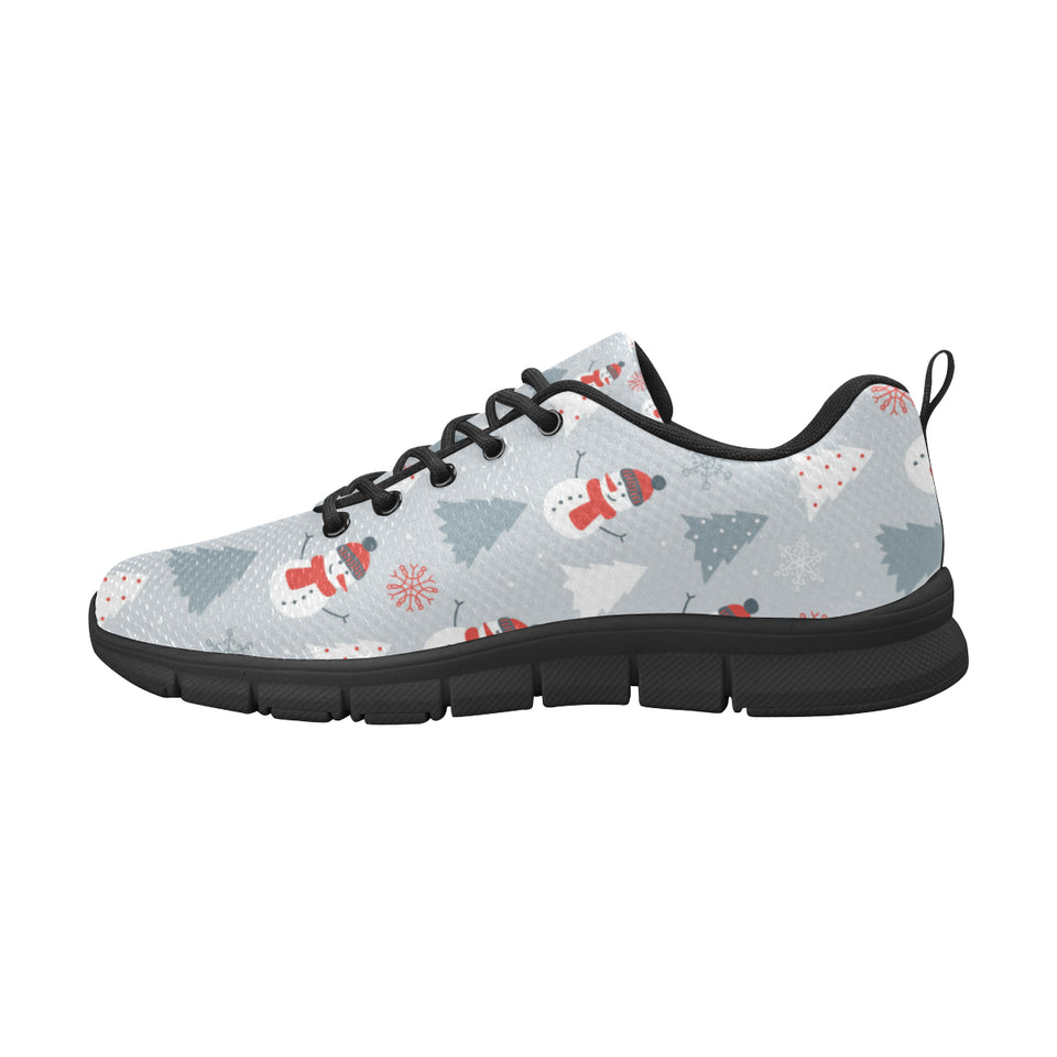 Snowman christmas  tree snow gray background Men's Sneaker Shoes