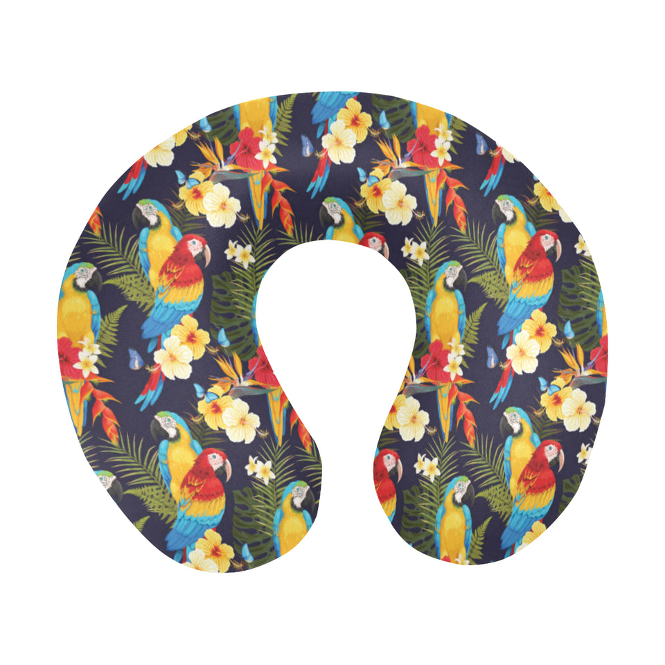 Colorful parrot flower pattern U-Shaped Travel Neck Pillow