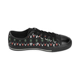 Deer Christmas new year pattern argyle Men's Low Top Canvas Shoes Black