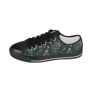 Snake forest pattern Kids' Boys' Girls' Low Top Canvas Shoes Black