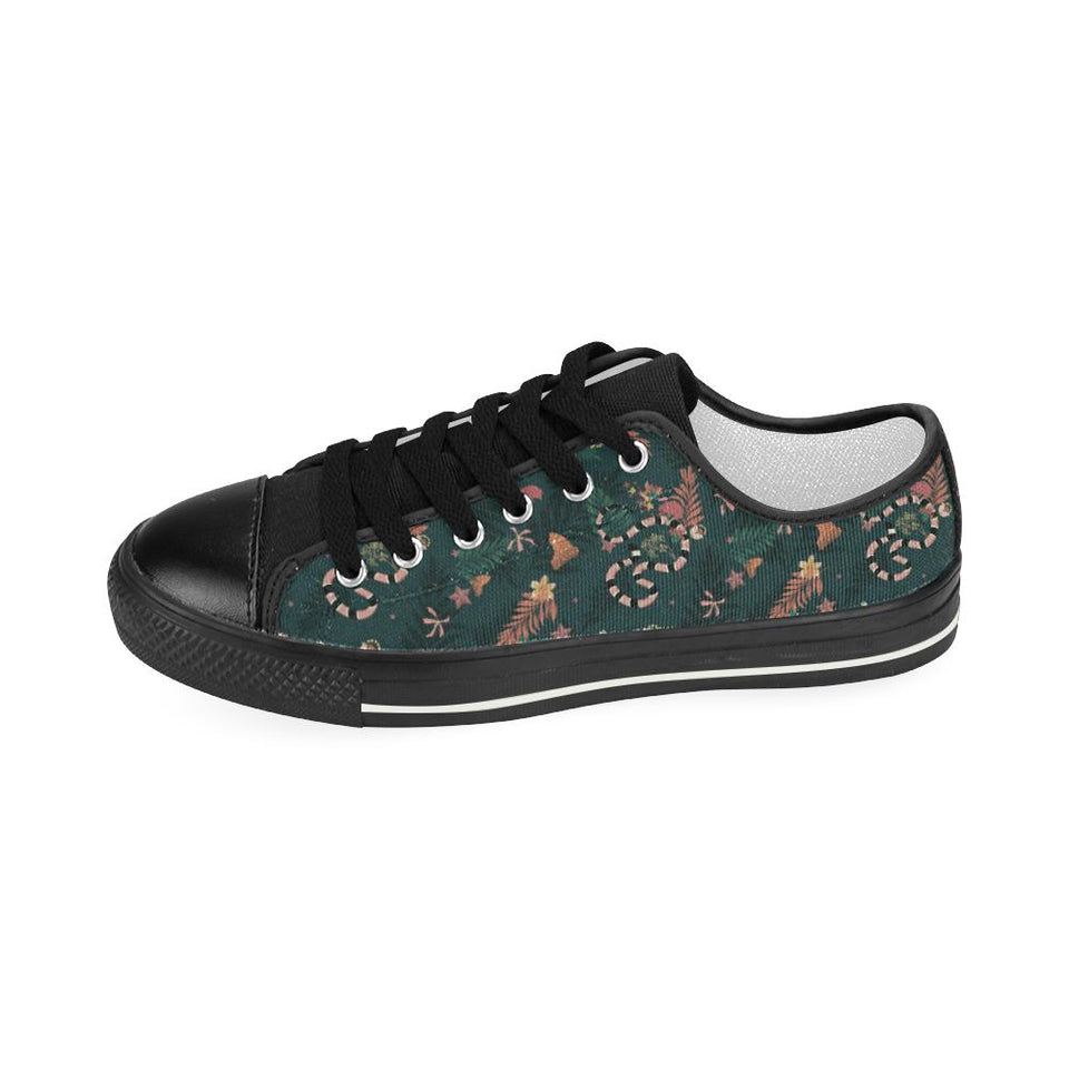 Snake forest pattern Kids' Boys' Girls' Low Top Canvas Shoes Black