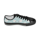 White cute hamsters heart pattern Women's Low Top Canvas Shoes Black